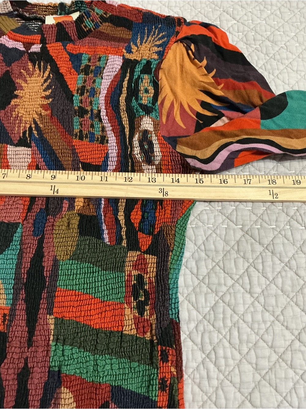 FARM Rio Tropical Shapes Smocked Midi Dress Multicolor Patchwork Size M - Picture 7 of 12